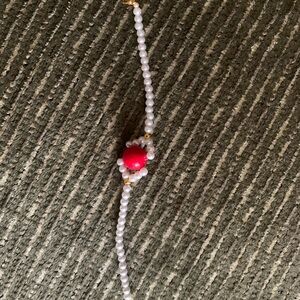 Elegant Red and White Beaded Bracelet